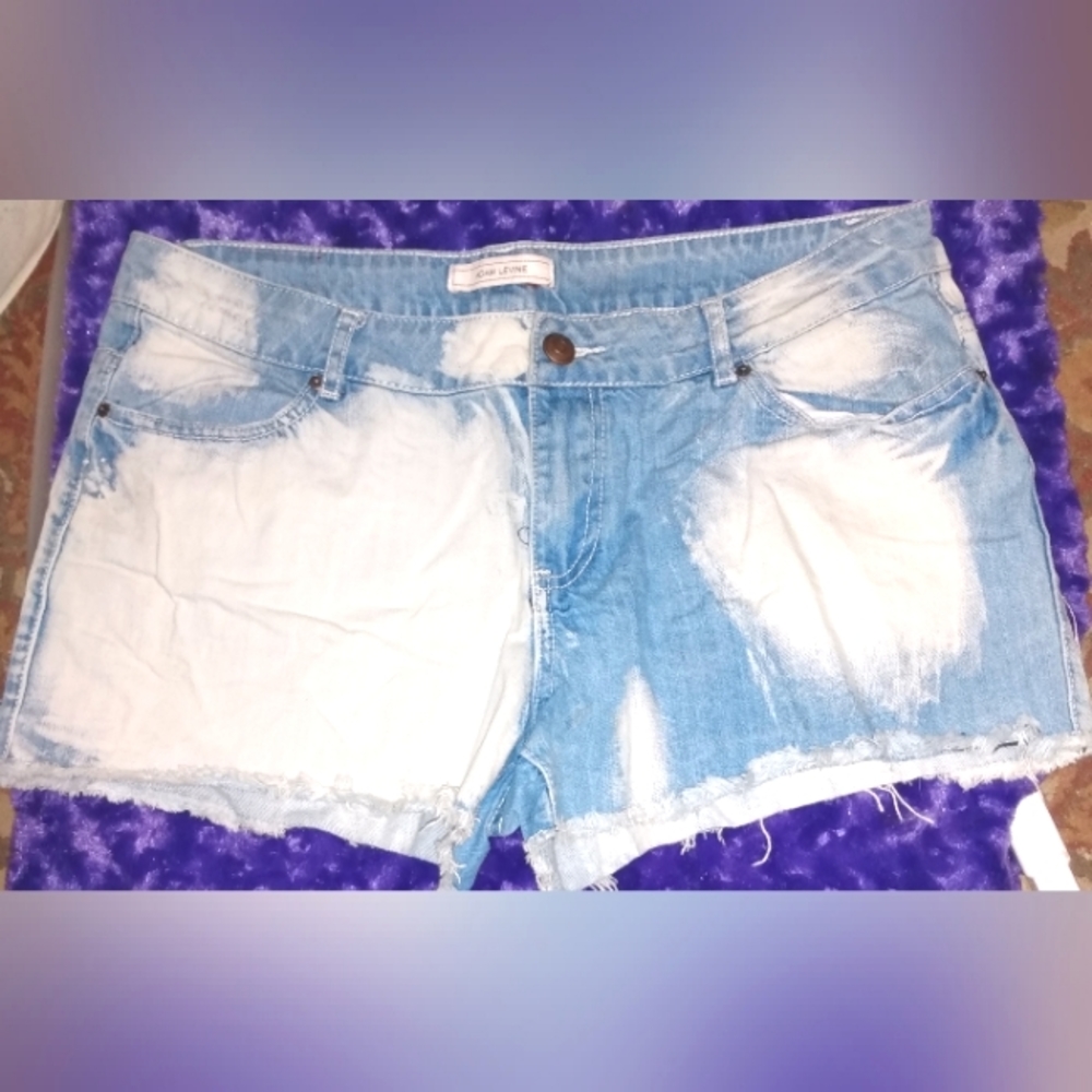 "Adam Levine" Distressed Bleached Denim Short Shorts